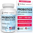 Dr. Berg Probiotic Supplement (60 Billion CFUs) - Helps Ease Occasional Constipation, Diarrhea, Gas " Bloating* - Pre and Probiotics for Digestive Health - 30 Probiotic Capsules