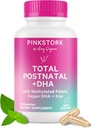 Pink Stork Total Postnatal Vitaminas para Mujeres ← Vegan DHA, Folato Metilado, Hierro, + Vitamina B12