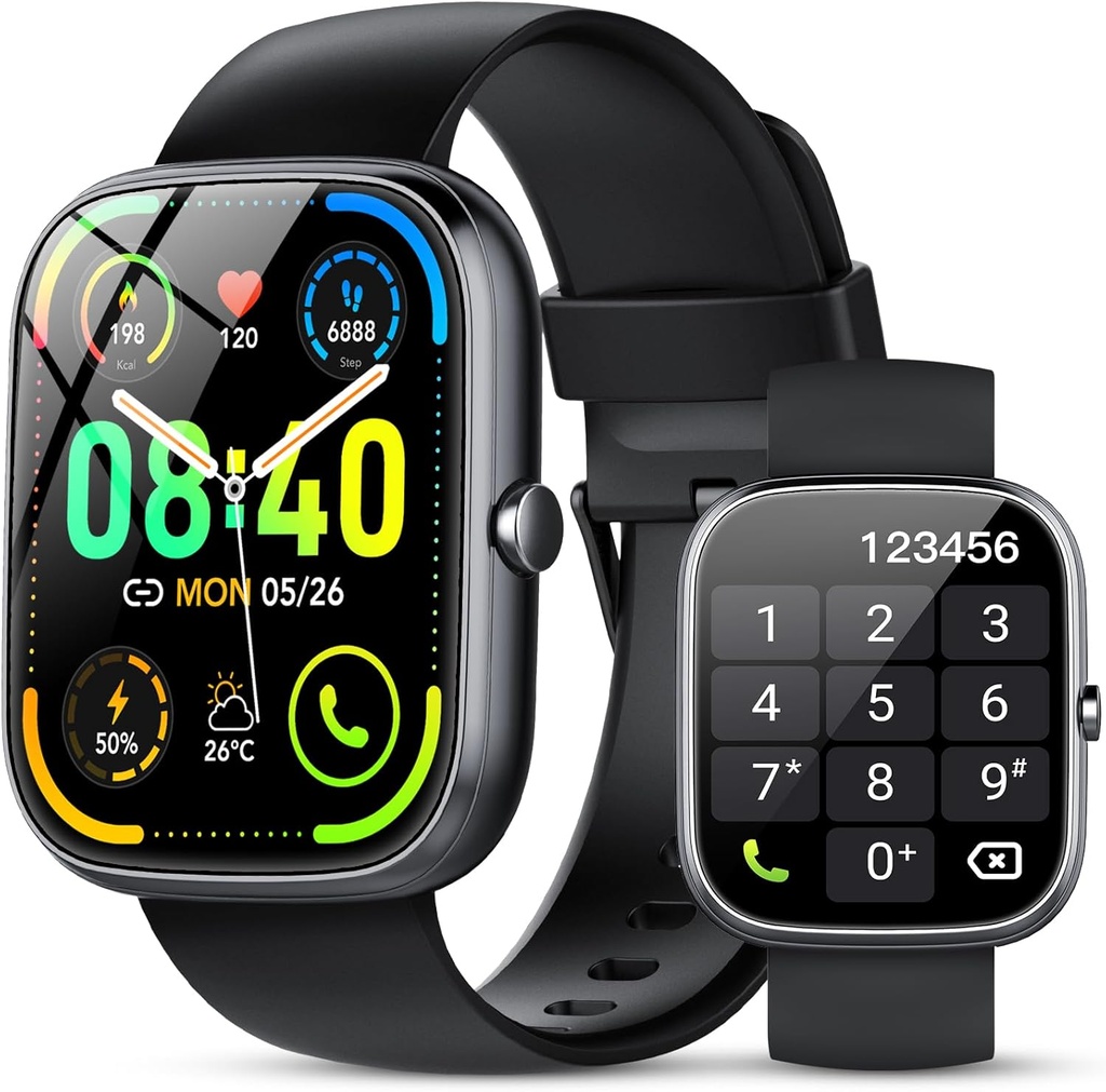 Reloj inteligente para hombres mujeres (Respuestas / Llamadas de juego), 1.91" reloj inteligente HD con monitor de frecuencia cardiaca Monitor de sueño, IP68 impermeable, 115+ Rastreadores de actividad deportiva con medidor de pedometros, reloj de fitness para Android / iOS