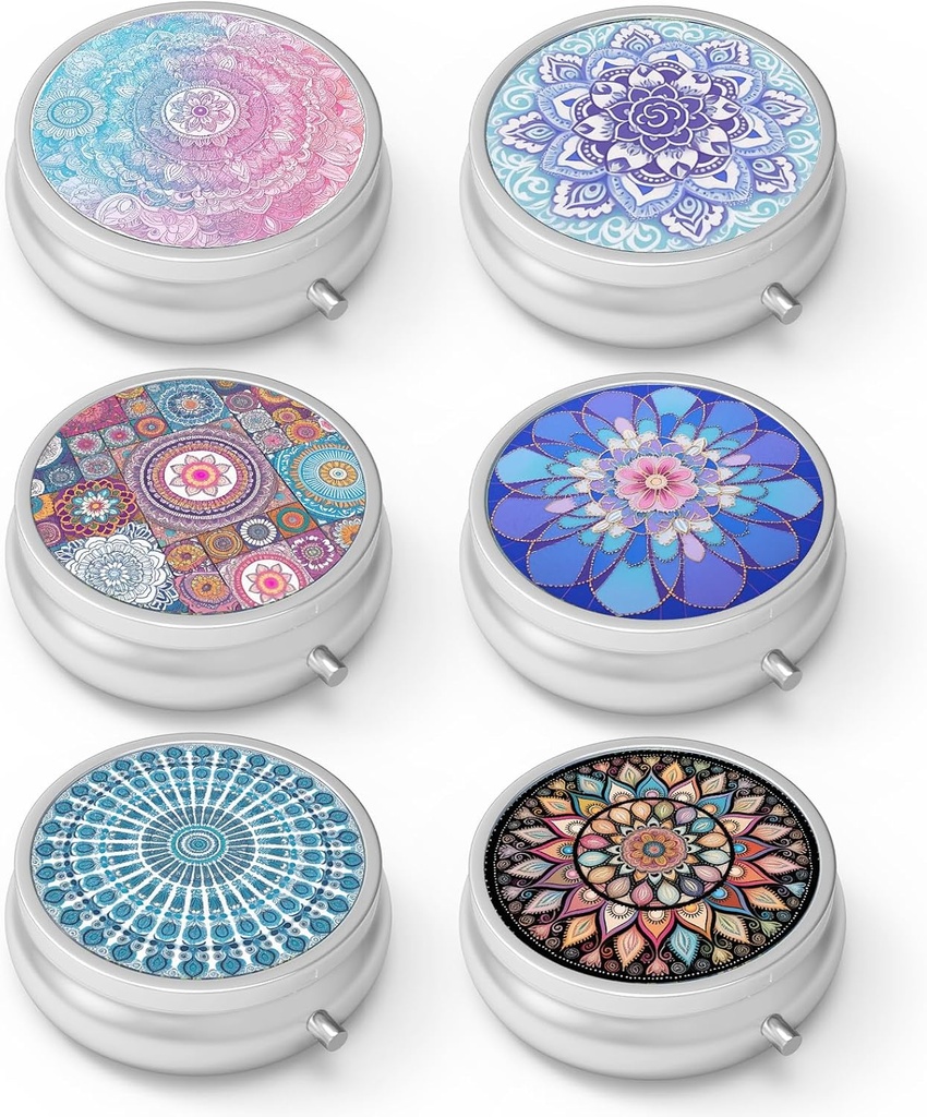 Pill Box 3 Compartment Small Pill Case,Portable for Pocket or Purse Pill Organizer Pill Container Holder to Hold Vitamins, Medication, Fish Oil and Supplements(6PCS)