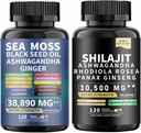 Sea Moss y shilajit Sea Moss Black Seed Oil Ashwagandha Ginger divideshilajit rhodiola rosea panax Ginseng (120 Conde)