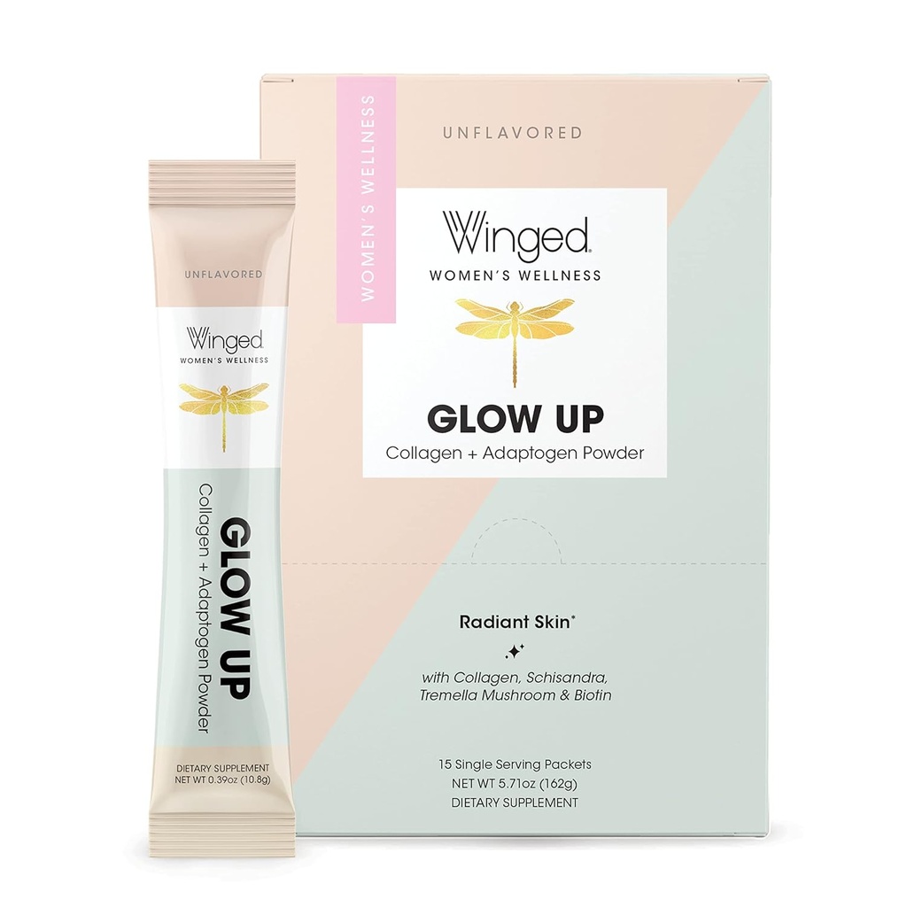 Ganado de Glow Up Collagen Powder ← Mejor pelo, piel, uñas para las mujeres  durable Grass Fed Collagen Peptides W/Adaptogen Schisandra, Snow Mushroom, Vitamina C & Biotin  Unflavored, Non Gmo, 15 Conde