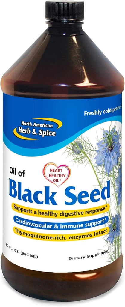 North American Herb & Spice Black Seed Oil - 32 fl. oz. - Cardiovascular, Digestive & Immune Support - Non-GMO - 192 Servings