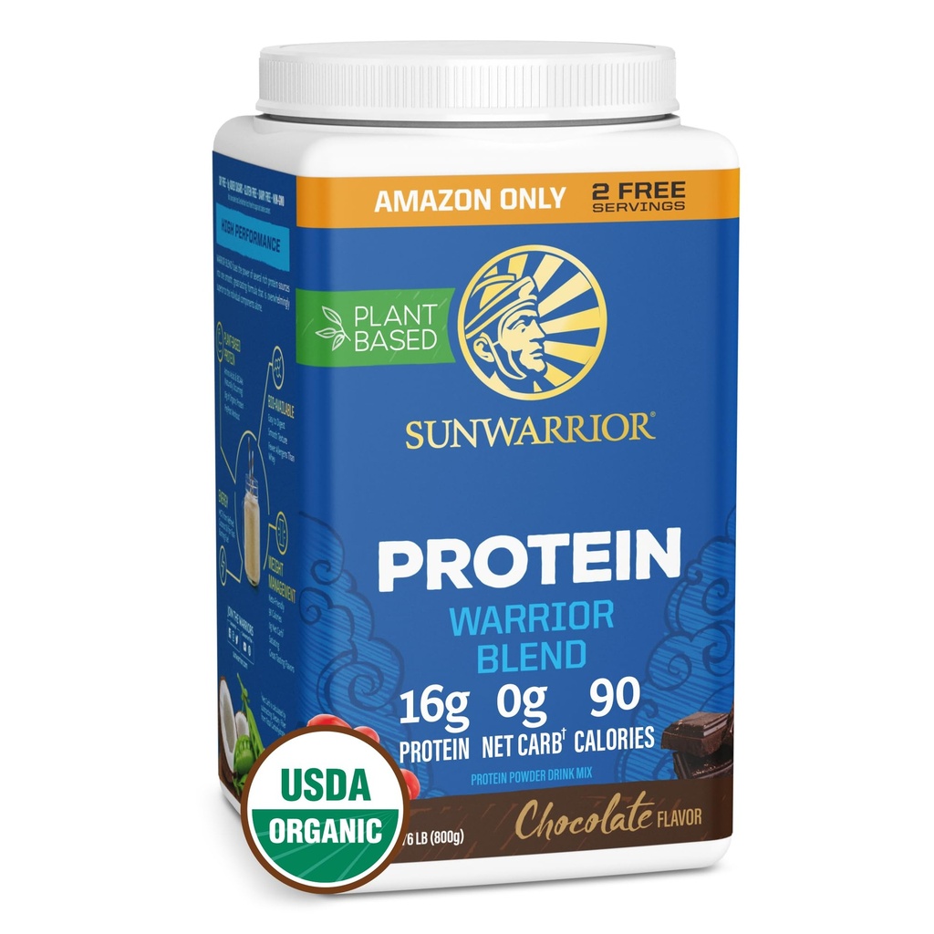 Organic Plant Based Protein Powder | Vegan Organic Protein Powder Chocolate Flavored with BCAA Amino Acids & Hemp Seed Pea Blend | Non-GMO Soy Dairy Filler & Gluten Free (Chocolate, 32 Servings)