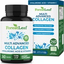 Pilles multi colágeno ForestLeaf - Collagen Hombres Collagen Mujeres - Suplementos de colágeno hidrolizado con vitamina C & ácido hialurónico - Colágeno cápsulas para el cabello, piel y uñas (240 Peptide Capsules)