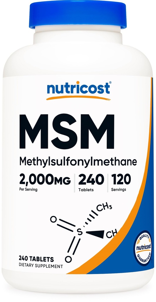 Nutricost MSM Tablets (Methylsulfonylmethane) 2000mg Por Serving, 120 Servings, 240 Tablets - Non-GMO and Gluten Free