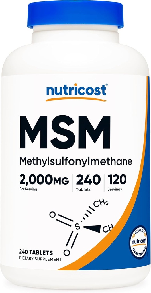 Nutricost MSM Tablets (Methylsulfonylmethane) 2000mg Por Serving, 120 Servings, 240 Tablets - Non-GMO and Gluten Free