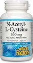 Factores naturales N-Acetyl-L-Cysteine 500 mg - Apoyos Hígados saludables " Pulmones - Apoyo al antioxidante Apoyo Suplemento Asistencias Sistema inmunitario Salud - 90 cápsulas vegetarianas (90 piezas)