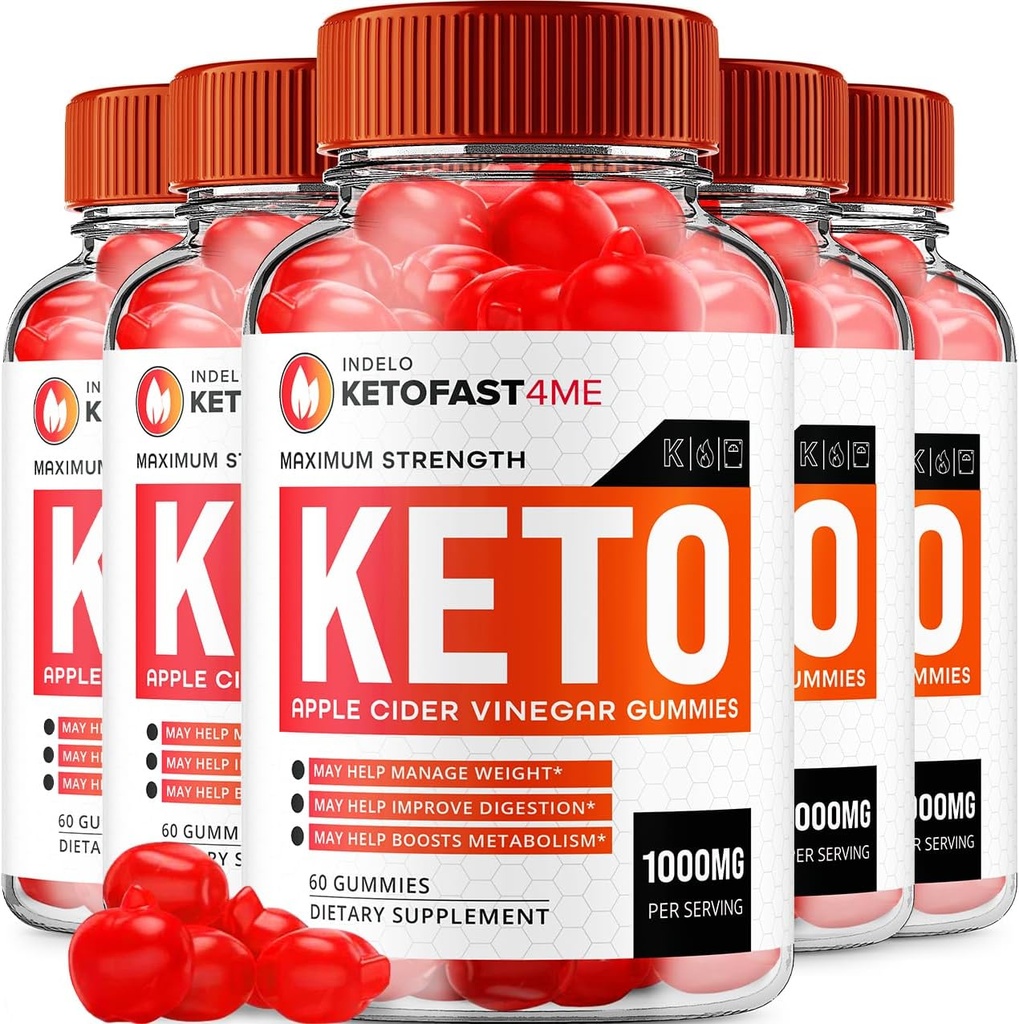(5 Pack) KetoFast4Me ACV Gummies Advanced, KetoFast 4 Me ACV Gummies Apple Cider Vinegar Keto Fast 4 Me Weight Management ACV Gummies Keto Fast4Me Reseñas Vitamina B12 Keto+acv, 1000mg (300 Gummies)