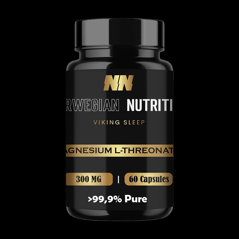 Magnesium L-Threonate, 60 cápsulas de 300MG! (no 144MG como otros) - Mejorar su vida - Mejor calidad y enfoque del sueño, memoria, atención y función cognitiva - ¡Más del 99,9% Puro!! Gluten Free.