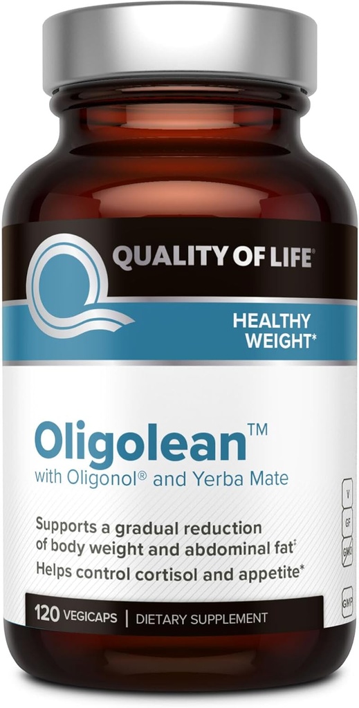 Quality of Life Oligolean - Featuring Oligonol and Yerba Mate - Natural Metabolism Support Supplement - 120 Vegiecaps