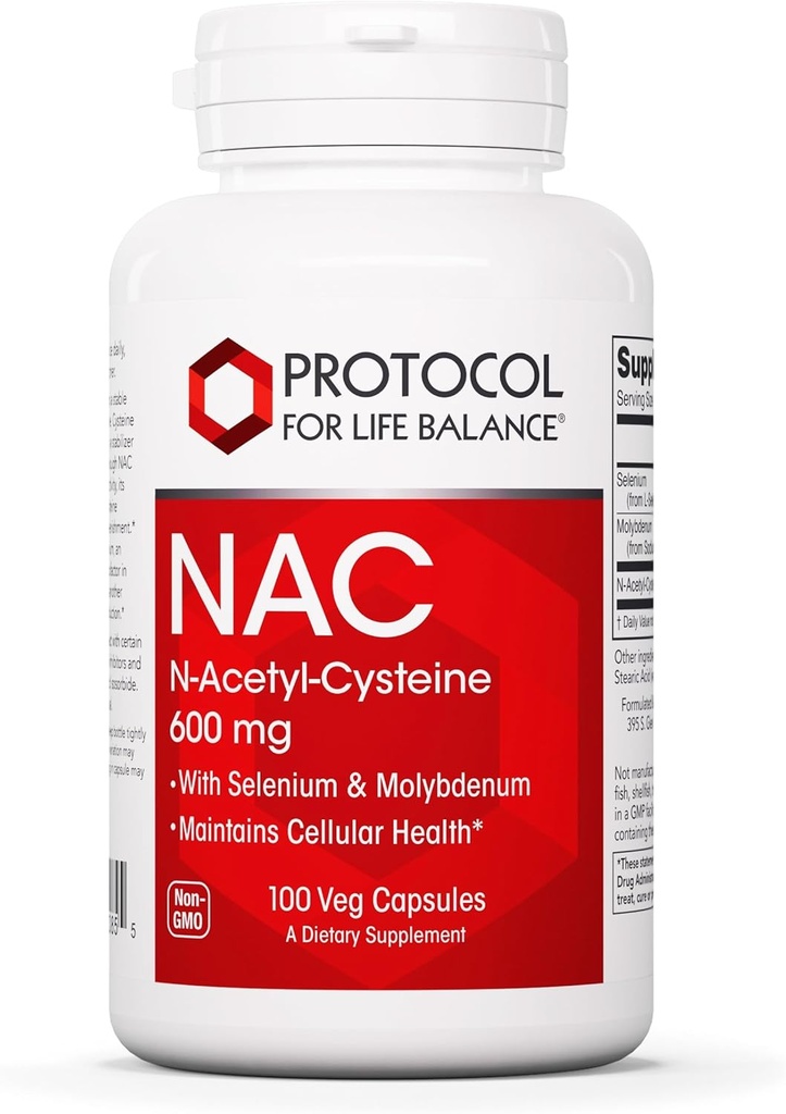 Protocolo NAC con Selenium y Molybdenum - Glutathione, Brain, y Lung - 100 Veg Caps