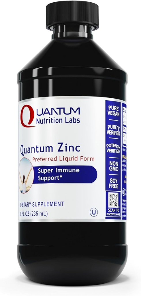 Laboratorios de Nutrición Cuántica Zinc - gotas líquidas de zinc, suplementos de zinc, Tintura de zinc para adultos, Sulfato de zinc de 25 mg por servicio para función metabólica &amp; Soporte de inmunológico - 8 Fl Oz Botella
