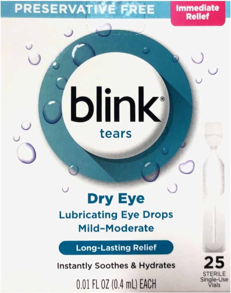 Blink Tears Lubricating Eye Drops Mild-Moderate Dry Eye, 25 Pk - 0.01 oz, Pack de 2