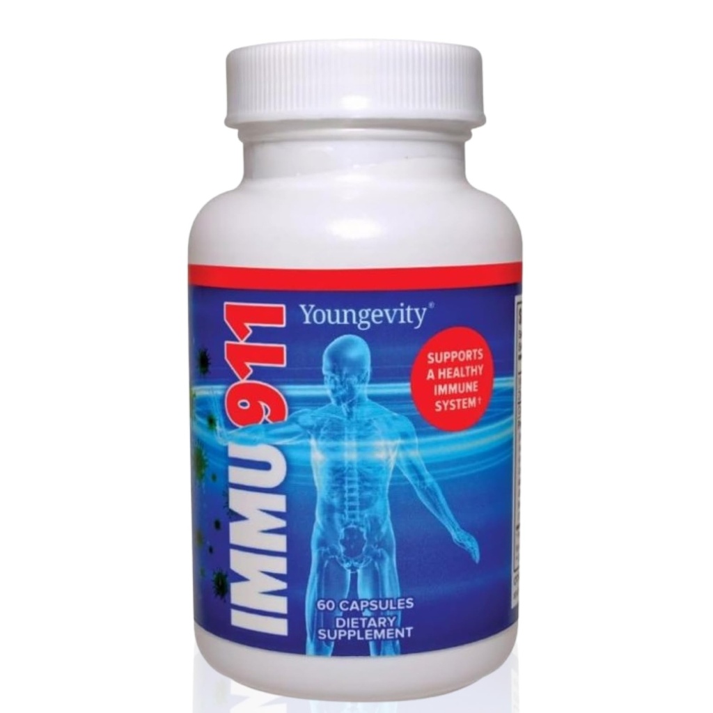 Youngevity Immu-911TM Advanced Immune - Colostrum, Vitamina C, Zinc, Echinacea, Astragalus, PAU D'Arco Bark + 6 Mycelial Mass Mushrooms for Immune Defense and Boost (60 Capsules)