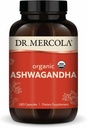 Dr. Mercola Organic Ashwagandha - Supports Energy Production & Adrenal Health - 800 mg Por Serving - Non-GMO, Gluten-Free &amp; Soy-Free - Certified USDA Organic - 180 Capsules (90 Servings)