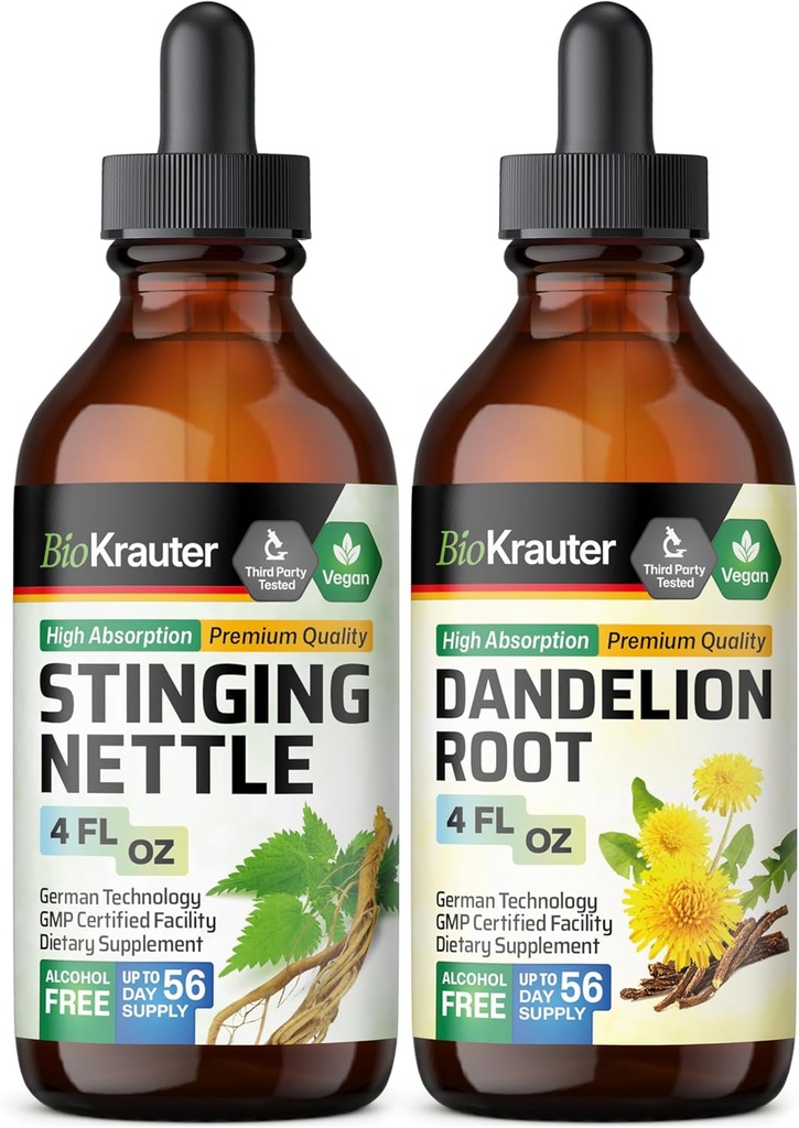 BIO KRAUTER Stinging Nettle Tincture 4 Fl. Oz. " Dandelion Tincture 4 Fl. Oz.