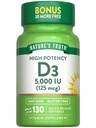La verdad de la naturaleza Vitamina D3 5000 UI Softgels ← 130 Cuenta  sometida High Potency ¦ Non-GMO &amp; Gluten Free Supplement