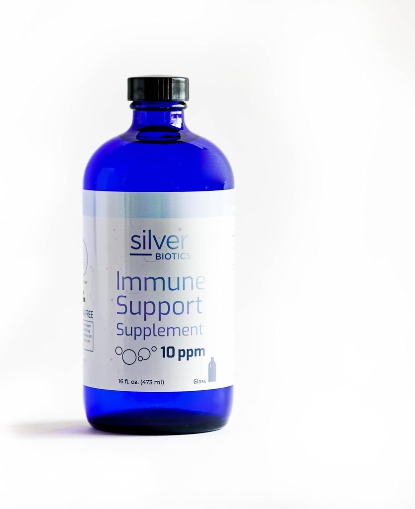 Silver Biotics Multivalent SilverSol Technology Ag4O4 10 PPM Immune Support ¦ Bio-Hacking Immune Building Natural Support (16 Fl Oz Glass Bottle)