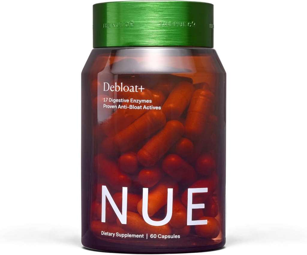 The Nue Co. DEBLOAT+ Supplement, Bloating, Soothes Gas and Abdominal Pain, Immunity Support, Improves Gut Health, Vegan, Gluten Free, 60 Capsules