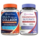 Doctor's Recipes Multi Collagen Complex & Magnesium Glycinate Bundle, Whole Body Rejuvenation, Relax & Relief, Collagen Capsules 90 ct & Magnesium Capsules 90 ct