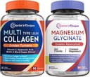Recetas del médico Complejo multi Collagen &amp; Magnesium Glycinate Bundle, Rejuvenecimiento completo del cuerpo, Relaja &amp; Alivio, Collagen Capsules 90 ct &amp; Magnesium Capsules 90 ct