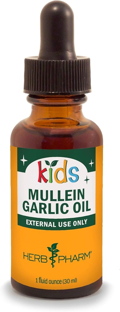 Herb Pharm Kids Certified-Organic Immune Avenger Formula, 1 onza y aceite de oído de ajo Mullein, 1 Fl Oz