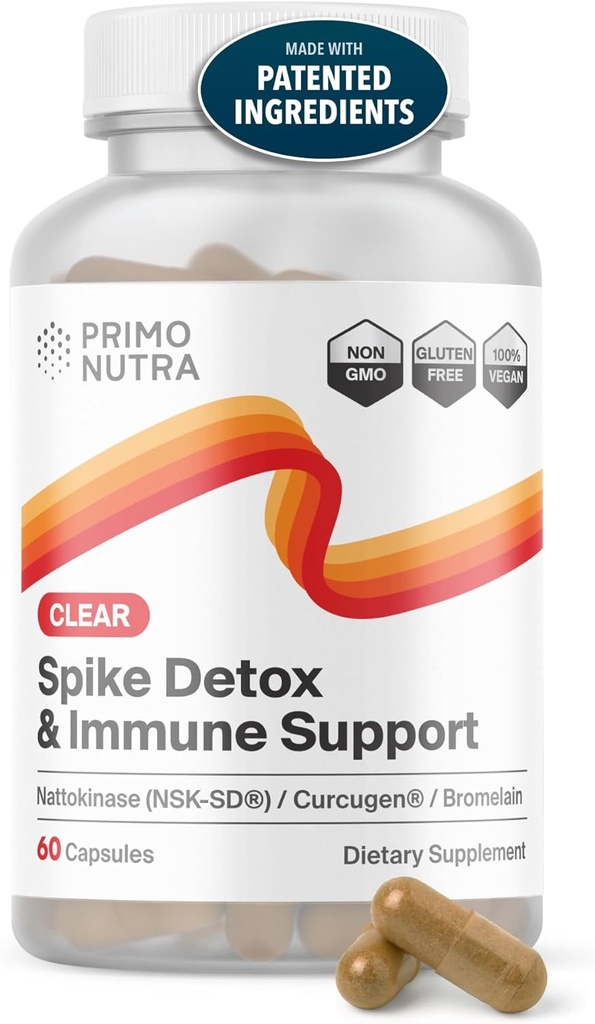 Spike Detox Suplemento con Nattokinase Marcado (NSK-SD), Bromelain, Curcumina Marcada 500mg (Curcugen), y Hidrógeno Molecular - Potent Foreign Protein Cleanse