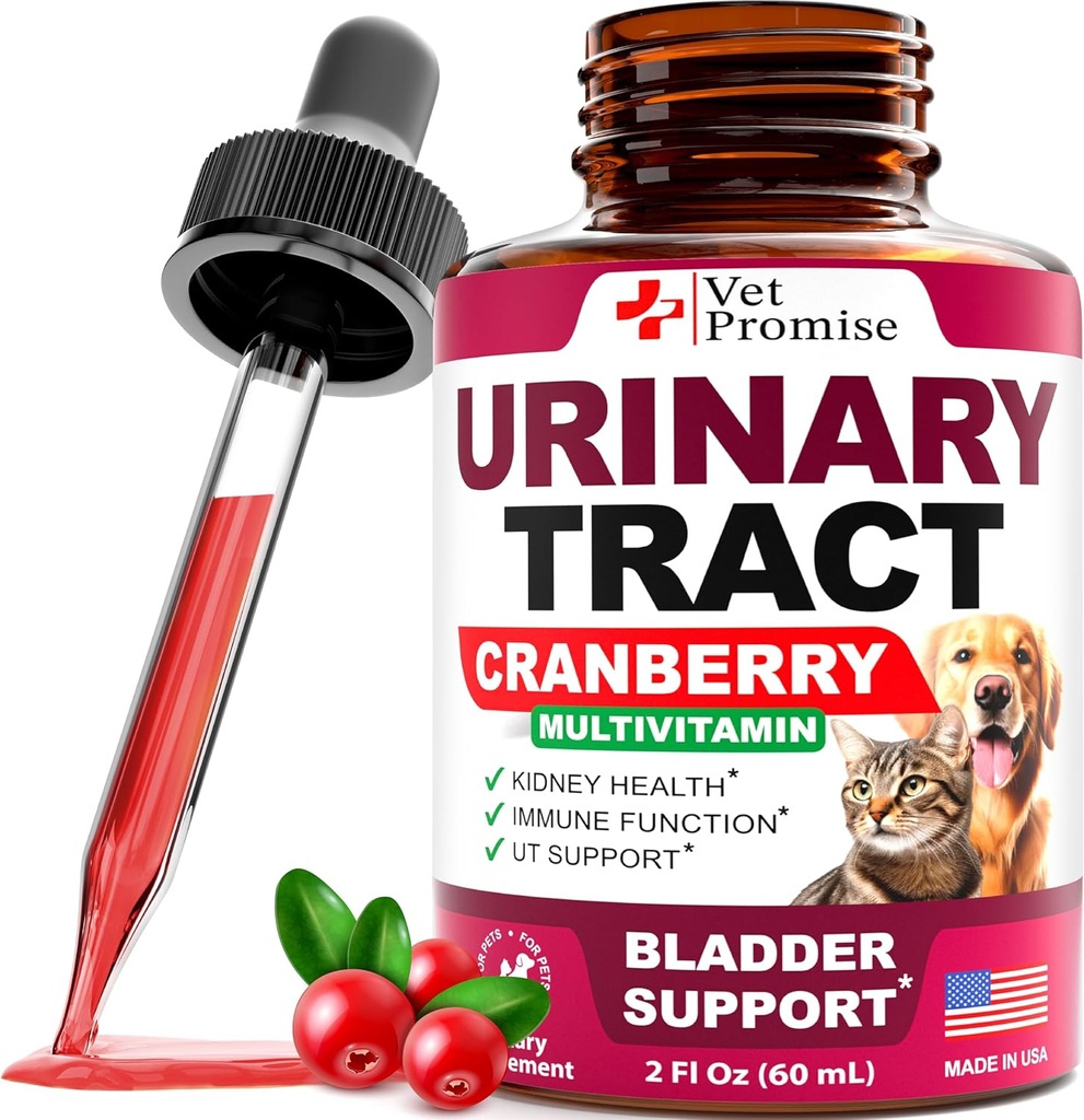Tratamiento de la UTI de gato &amp; perro - Tratamientos de la infección de la tractrina urinaria con arándano - Medicina de la UTI de perros &amp; gatos - Riñón avanzado &amp; ayuda de la vejiga Multivitamina - Suplemento de salud renal Vitaminas - Hecho en EE.UU.