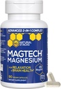 Magnesio Magtein L-Threonate, Glycinate & Taurate – Complejo de Magnesio Chelated de 200 mg – Suplemento de Magnesio MagTech para la Relajación &amp; Salud Cerebro – 90 cápsulas