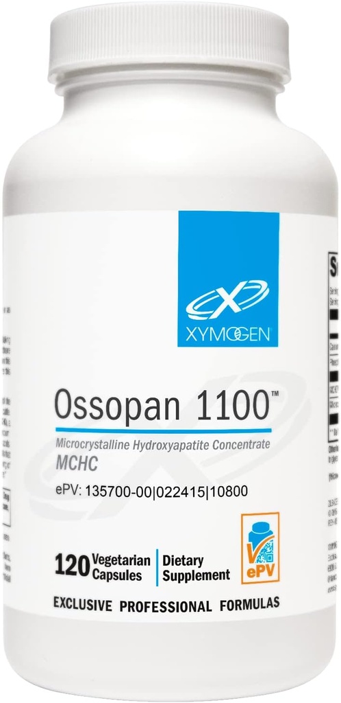 XYMOGEN Ossopan 1100 - Soportes Bone Strength + Bone Health - Calcium Supplement with Microcrystalline Hydroxyapatite, Phosphorus - Calcium for Women and Men (120 Capsules)