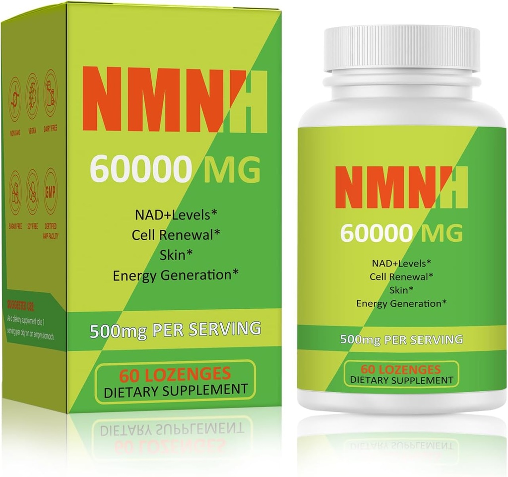 NMNH 500mg (Dihidronicotinamide Mononucleot), NMN Supplement Alternative with NR, TMG, Resveratrol, COQ10, NAD Supplement, Energy, Boost NAD+ Niveles, 60 cápsulas