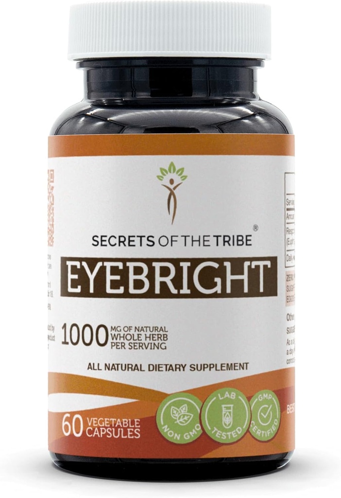 Secrets of the Tribe Eyebright 60 Capsules, 1000 mg, Responsibly farmed Eyebright (Euphrasia officinalis) Dried Herb (60 cápsulas)