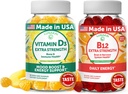 Lunakai Vitamina D3 y Vitamina B12 Gummies Bundle - Immunity, Bone and Mood Support VIT D3 2000IU Suplemento - 3000mcg Methylcobalamin High Absorption Energy Gummy - 30 Days Supply