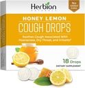 HERBION Naturals Cough Drops, Suplemento dietético, Soothes Cough, para adultos y niños mayores de 6 años, sin sabor artificial, sin color añadido (18 Conde (Pack of 1), Honey Lemon)