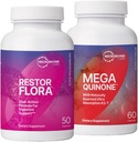 Microbioma Laboratorios RestorFlora Spore &amp; Leeast Probiotics Suplemento (50 Capsules) + MegaQuinone K2-7 Complete Vitamin K Suplemento Vitamina K1 & K2 MK-7 K2 con Magnesium & Zinc (60 cápsulas) - 2 Productos
