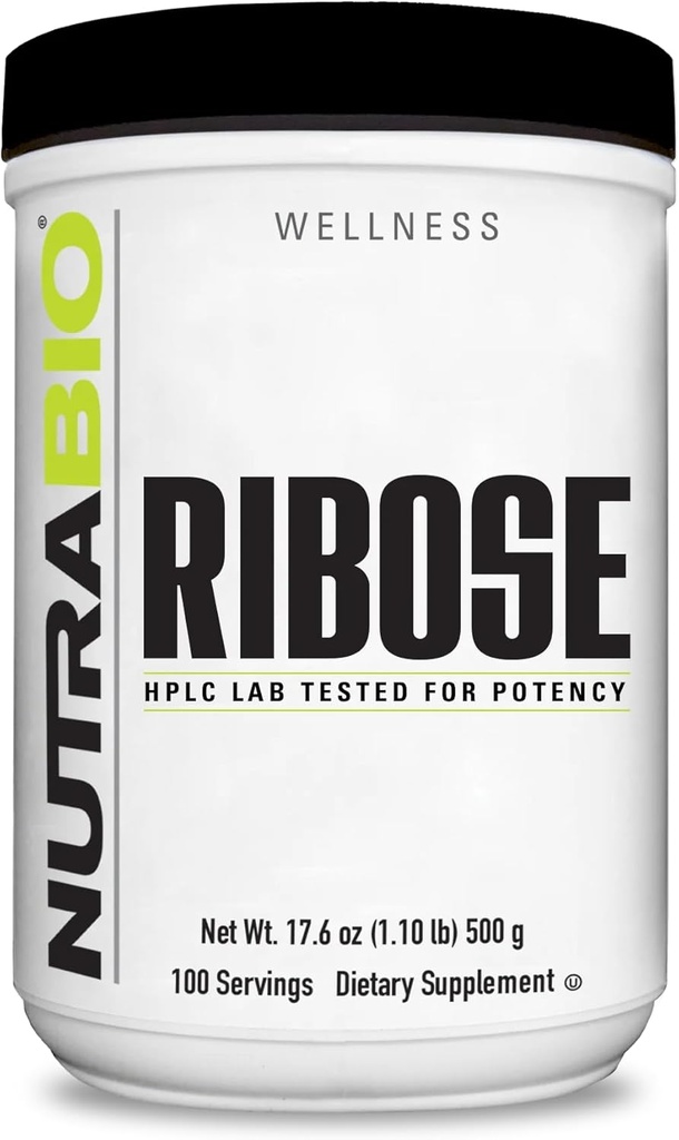 NutraBio Ribose Suplemento para un Corazón Saludable y Energía Boost- D-Ribose Powder Suplemento- 500g