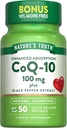 La verdad de la naturaleza CoQ10 100mg TEN 50 Softgels TEN Plus Black Pepper Extract ← Non-GMO y Gluten Free Supplement
