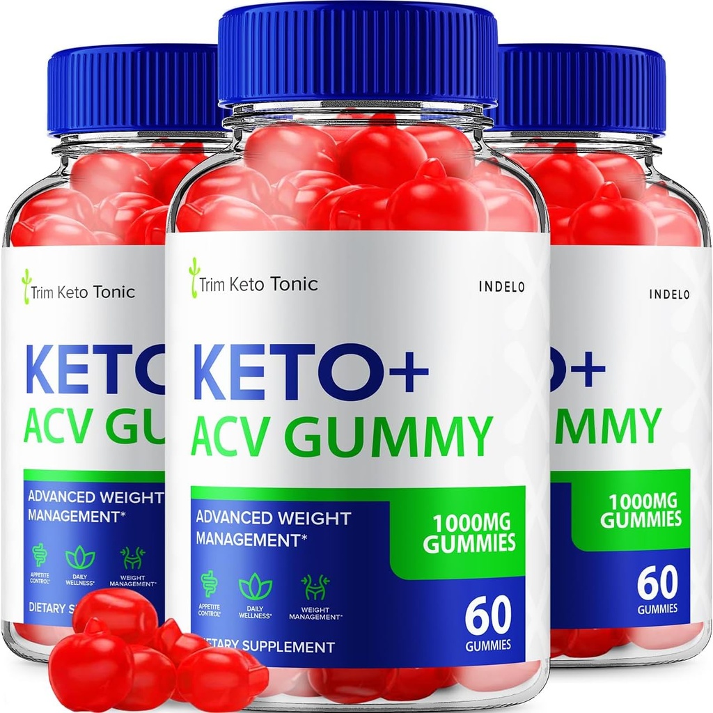 (3 Pack) Trim Keto Tonic Keto ACV Gummies, Trim Keto Gummies Weight Management Suplemento, Trim Keto Tonic Reseñas con Apple Cider Vinegar, Trim Keto Tonic Advanced ACV Gummies, B12 (180 Gummies)
