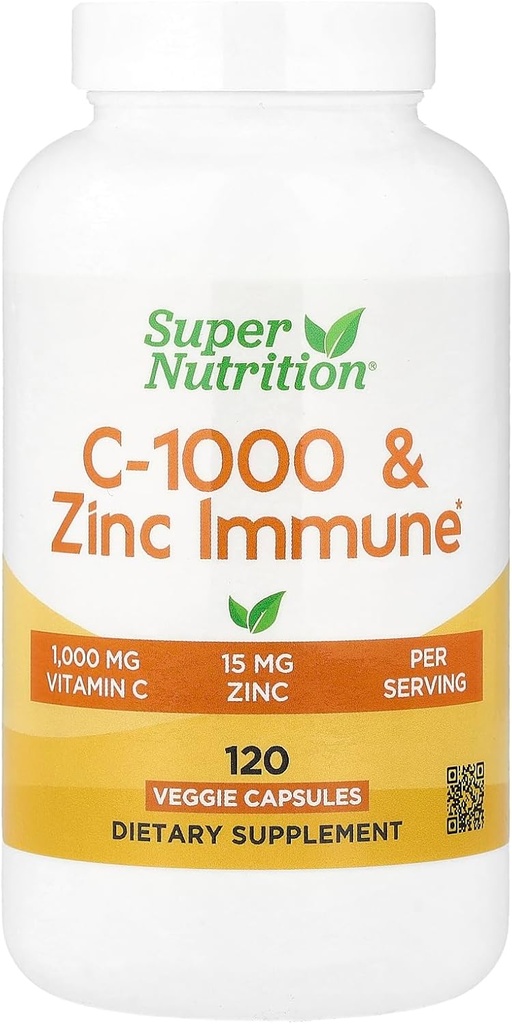 SuperNutrition, C-1000 &amp; Zinc Immune, Seasonal Support Formula*, Antioxidant Protection*, 120 Day Supply (Packaging May Vary)