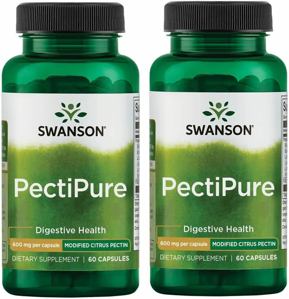 Swanson PectiPure Citrus Modificados Pectin-Supports Salud Digestiva y Salud Celular-Delivers Mínimo 82% Acid-Natural de bienestar Galacturonic Suplemento (60 cápsulas, 600 mg cada uno) 2 Pack