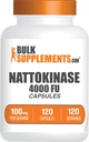 BulkSupplements.com Nattokinase 4000 FU Capsules - Suplemento Nattokinase, Fuente de Natto Extract, Nattokinase 100mg - Gluten Free, 1 cápsula por Serving, 120 cápsulas (Pack of 1)