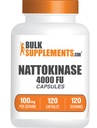BulkSupplements.com Nattokinase 4000 FU Capsules - Suplemento Nattokinase, Fuente de Natto Extract, Nattokinase 100mg - Gluten Free, 1 cápsula por Serving, 120 cápsulas (Pack of 1)