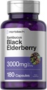 Horbäach Black Elderberry  3000mg Capsules ← 180 Count ← Non-GMO, Gluten Free ← Sambucus Extract Supplement
