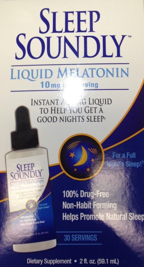 Sleep Soundly Liquid Melatonin 10mg, Instant Acting Sleep Formula, 30 porciones, 2 Fl Oz (Pack of 1)