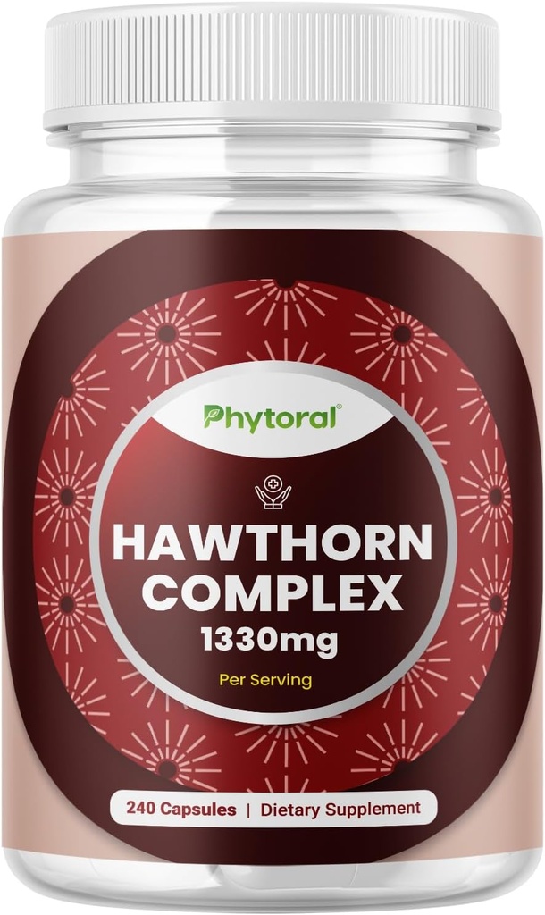 Alta resistencia Hawthorn Berry Capsules - Puro Antioxidante Hawthorn Berry Suplemento con hoja y extracto de flores 4:1 para el corazón saludable y la digestión - Apoyo energético para hombres &amp; mujeres - 240 Conde Pack