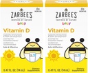 Zarbee's Vitamin D Drops for Infants, 400IU (10mcg) Baby &amp; Toddler Liquid Supplement, Newborn &amp; Up, Dropper Syringe Included, Pack of 2 0.47 Fl Oz Bottles