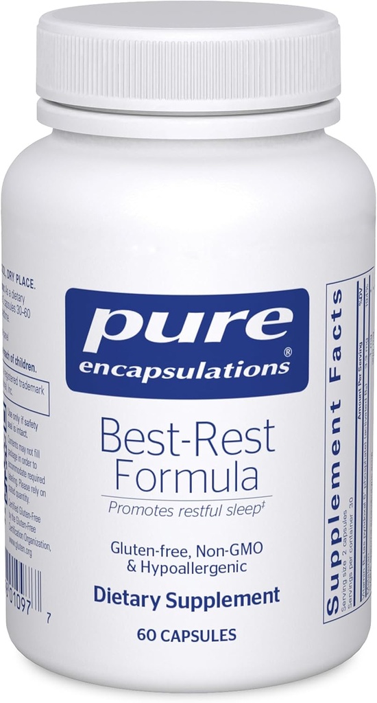 Pure Encapsulations Best-Rest Formula - Supports Restful Sleep - for Relaxation - Restful Sleep Supplement - Non-GMO & Vegan - 60 cápsulas