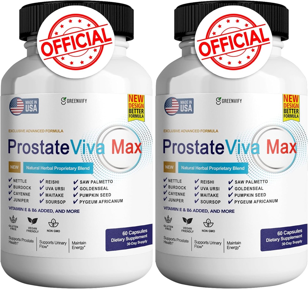 ProstateViva Max Suplementos para Hombre Capsules, Suplementos de Salud - Fuerza Máxima, Todo Natural para Apoyar Función Normal &amp; Salud (120 cápsulas)