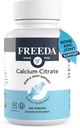 Citrato de calcio Freeda – suplemento de fuerza de hueso vegano Kosher – soporta la densidad de huesos y la función muscular – Calcio 1000 mg por ser – No hay vitamina D agregada – (100 tabletas)